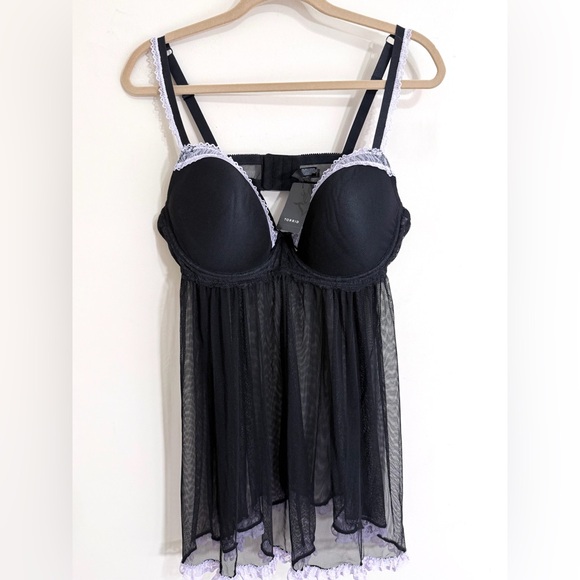 torrid Other - NWT TORRID Black Sheer Mesh Lace Trim Padded Babydoll Lingerie Boudoir Size 2X